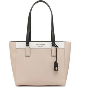 Kate Spade Cameron Cream and White Color Block Laptop Tote--Gently Used/Like New